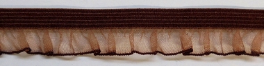 Elastic Lace+Organza ruche 15-16mm (50 m), Darkbrown